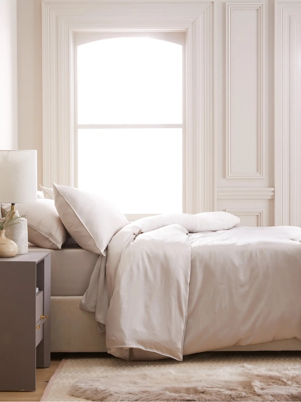 QUINCE Bamboo Duvet Cover Full/Queen Sand 4978 - Picture 4 of 9